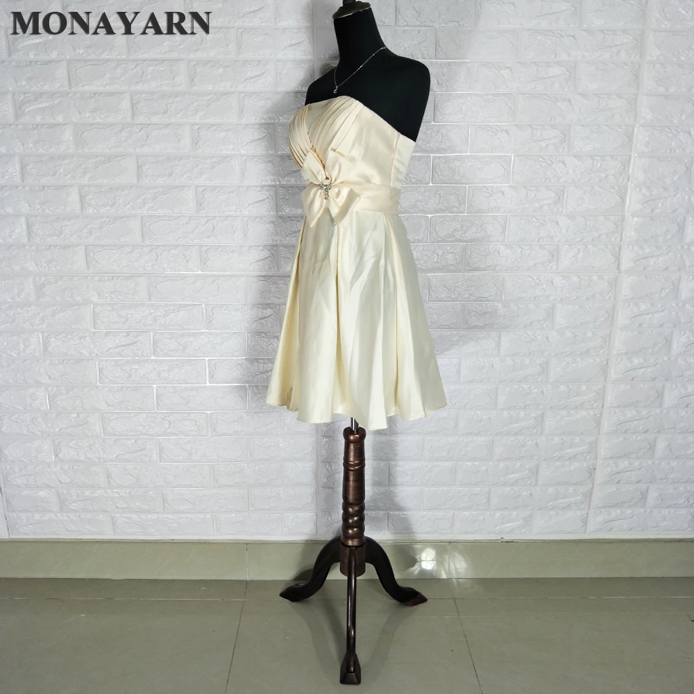 Женское короткое платье с V-образным вырезом цвета шампанского | Свадьбы и