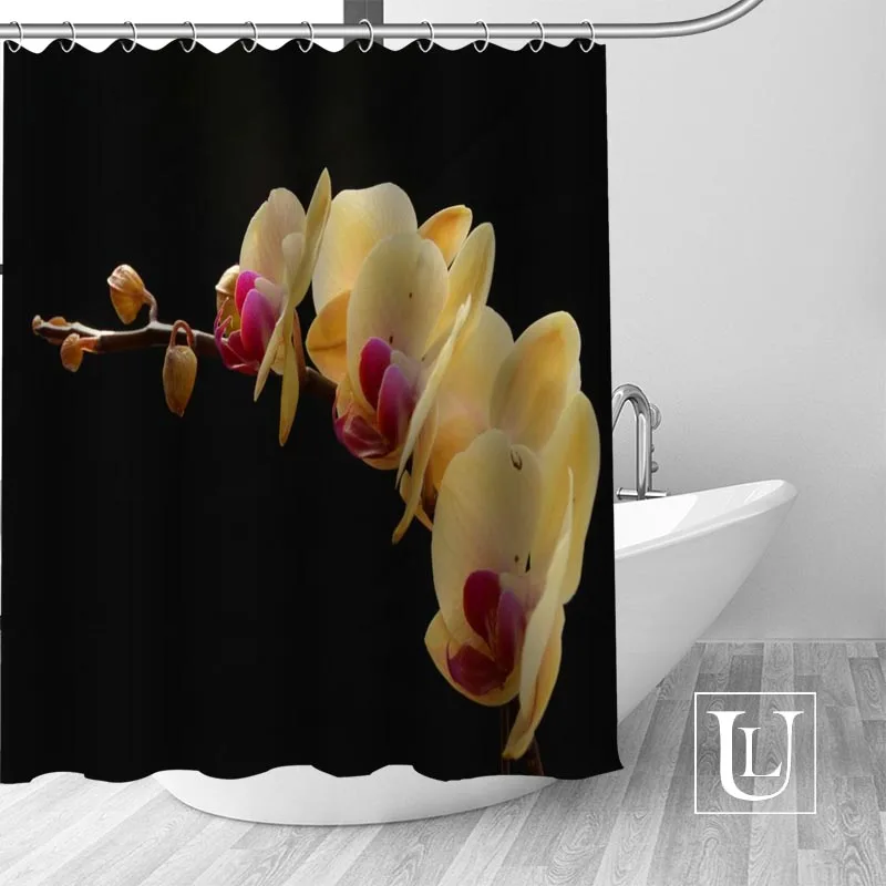 Shower Curtain Новое поступление на заказ Орхидея цветок занавеска для душа полиэфирная ткань занавески с крючками для ванной комнаты плесени устойчивый декор для ванной комнаты - Цвет: Shower Curtain