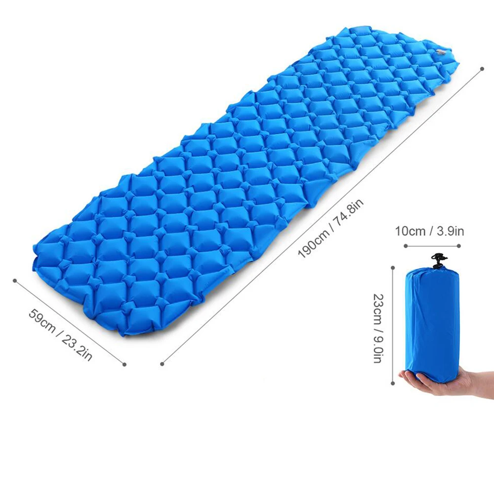barato Venda 1 Conjunto De Ar Portátil Almofada Dormir Esteira Inflável Com Travesseiro Praia Esteira Piquenique Colchão Para Casa Ao Ar Livre Mochila 10650e