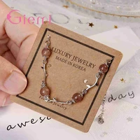 high quality women girls jewelry accessories birthday gift 925 sterling silver bracelet with pink round crystal ball