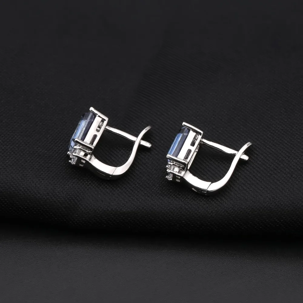 GEM'S BALLET Natural Iolite Blue Mystic Quartz Gemstone Earrings Ring Set Pure 925 Sterling Silver Fine Jewelry Sets For Women |