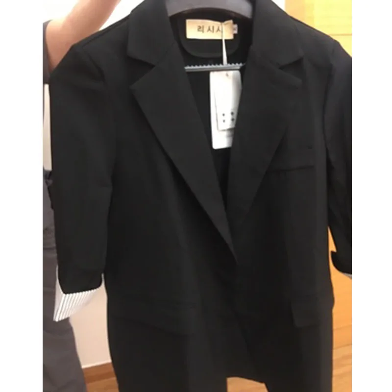 Женский маленький костюм куртка Плюс Размер Свободный черный женский s средний