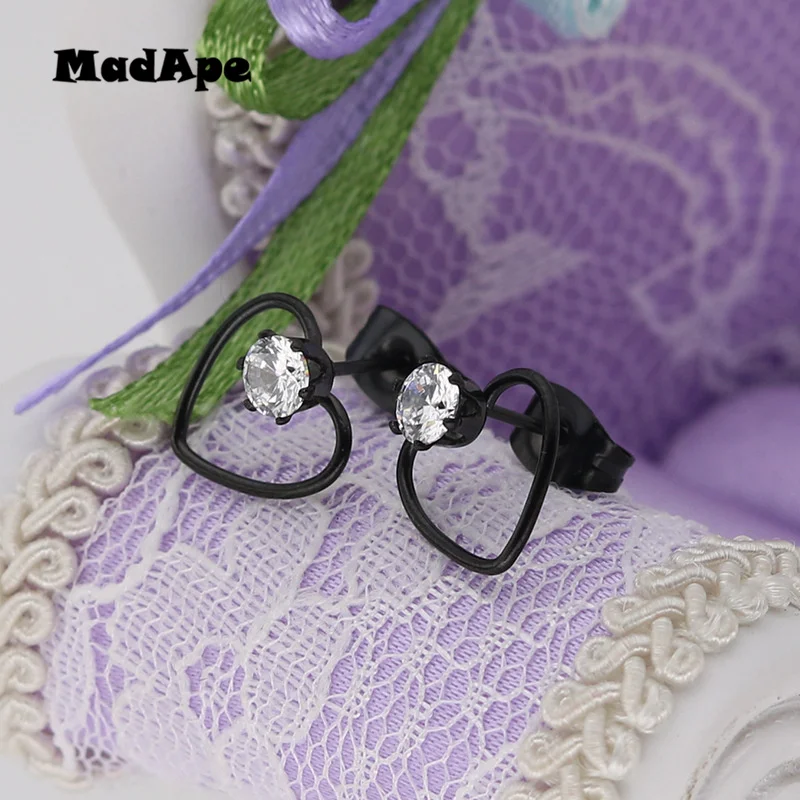 1 пара женские серьги-гвоздики из нержавеющей стали с цирконом | Украшения и