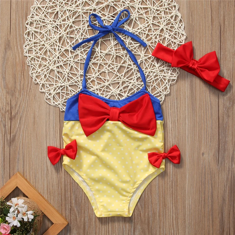 2017 Детский комплект бикини для маленьких девочек купальный костюм с бантом и