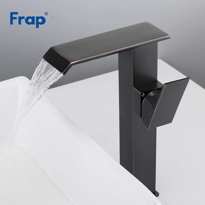 Смеситель для раковины Frap Y10136 черный Однорычажный кран холодной и горячей воды