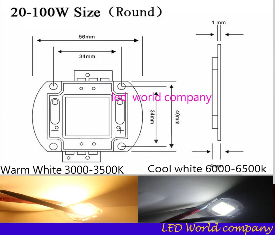 Бесплатная доставка 1p DC12V 10 Вт 20 30 50 холодный белый 6000-6500 к высокомощный
