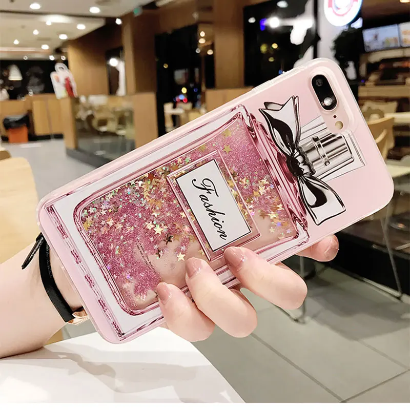 Модный Роскошный розовый флакон для парфюма девочек iPhone X XR XS Max зыбучий песок
