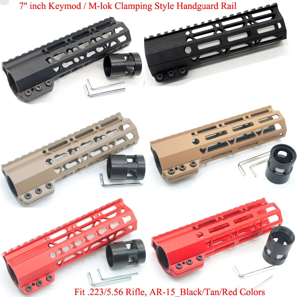 

Aplus 7'' inch Clamping Style Keymod/M-lok Handguard Rail Free Float Picatinny Mount System_Black/Red/Tan Fit .223/5.56