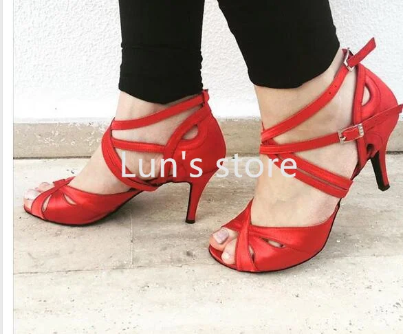 Туфли красные для бальных танцев пикантная обувь латинских сальса танго под