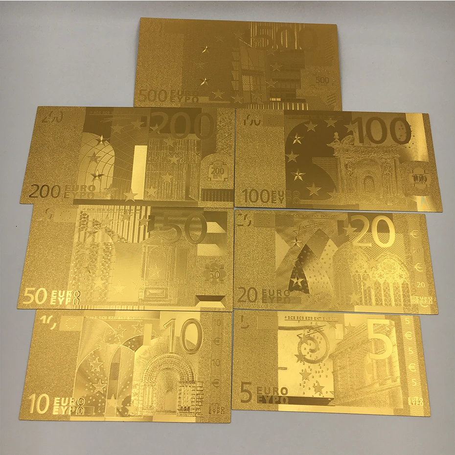 PET Материал евро 50 банкнота ближнего света в центре сообщений течение 24K gold для