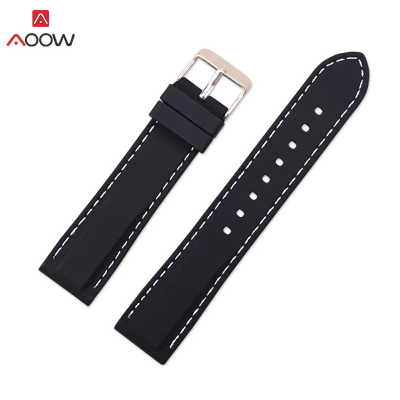 Black white line AOOW силиконовые спортивные часы на резиновом ремешке, универсальный ремешок для наручных часов, браслет 16 мм 18 мм 20 мм 22 мм 24 мм для мужчин, новинка - Цвет ремешка: Black white line