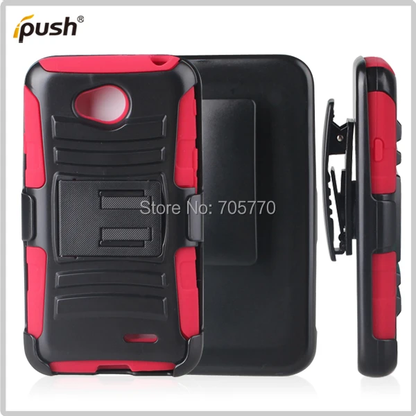 For LG L70 Holster Hybrid Combo Silicon Plastic PC Cell Phone Cases Stand |