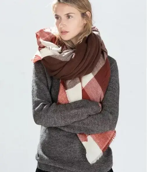 Женский зимний шарф в клетку SELLWORLD теплый длинный 16 стилей 2021|women winter scarf|brand fashion