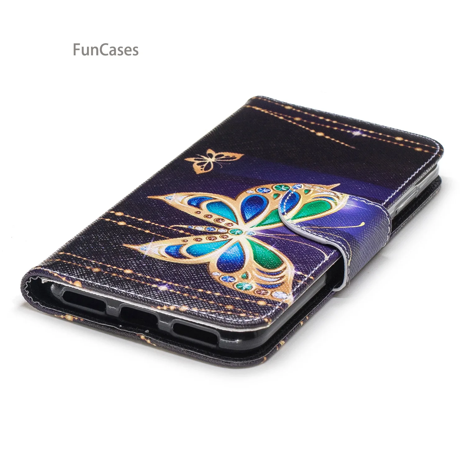 Чехол для телефона с золотой бабочкой откидной huawei Honor 7A кронштейн сумка