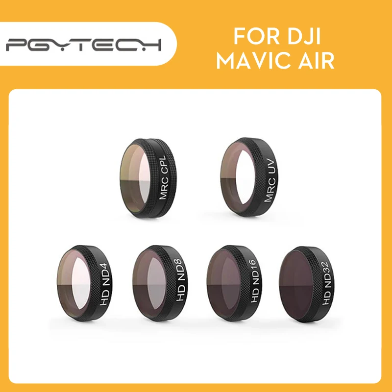 PGYTECH Mavic воздуха объектив HD фильтр УФ CPL ND4 ND8 ND16 ND32 ND4-PL ND8-PL ND16-PL Комплект фильтров для Mavic Air Камера аксессуары