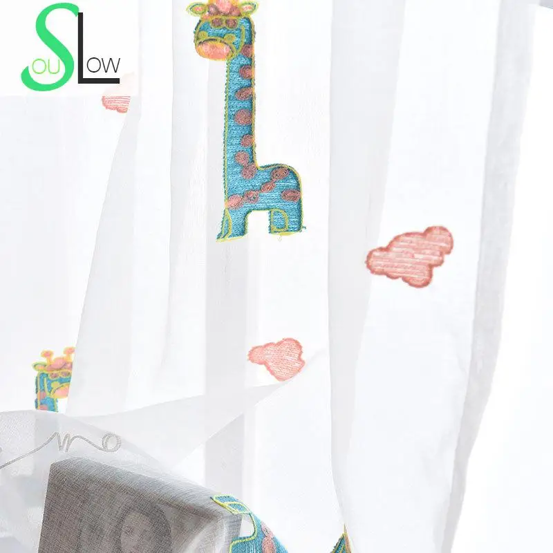 Занавески из хлопка и марли с рисунком жирафа оленя для детской комнаты