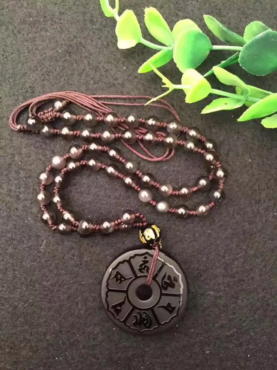 Ледяная Радуга обсидиан резьба Фортуна буддийские слова счастливый Амулет