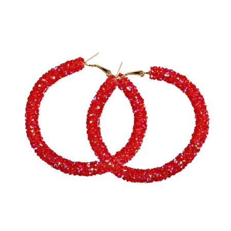 Red Роскошные богемные большие круглые серьги YUKAM, креольские серьги с черными кристаллами, круглые серьги-петли для женщин, свадебные ювелирные изделия Brincos - Окраска металла: Red