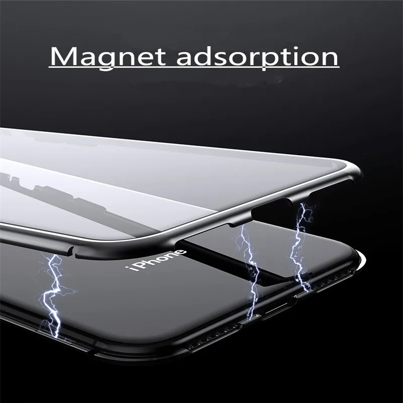 360 Degree Full Cover Magnetic Bumper Case For iPhone 11 Pro X XS Max XR Slim Transparent Glass iphone 6 6s 7 8 Plus |