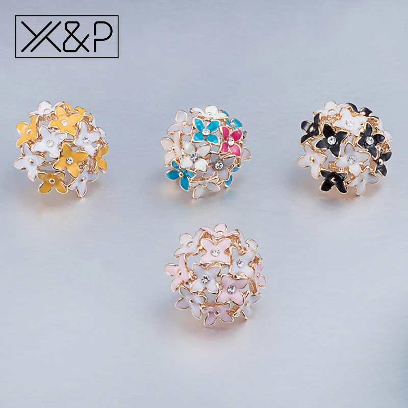 Модные Роскошные серьги гвоздики X & P в Корейском стиле с кристаллами Золотые для