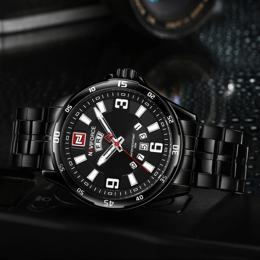 Мужские золотые часы Топ бренд Naviforce 9106 спортивные часы мужские водонепроницаемые полностью Стальные кварцевые армейские военные часы мужские Relogio Masculino