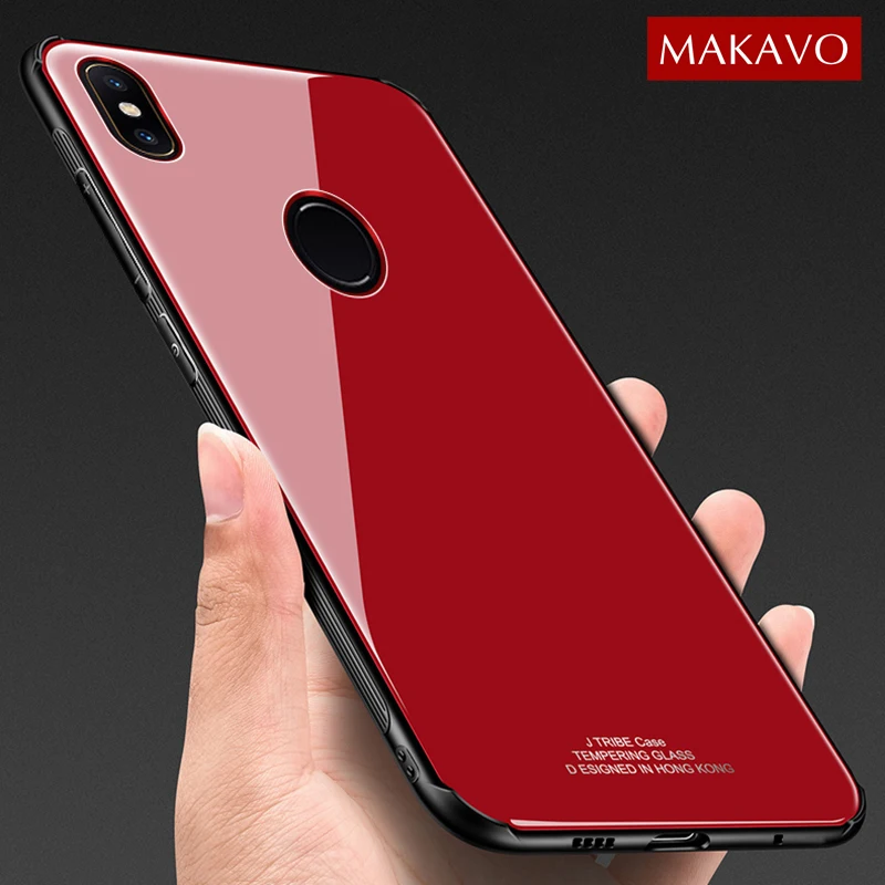MAKAVO для Xiaomi Mi Mix 2s Роскошный чехол из закаленного стекла задней панели телефона