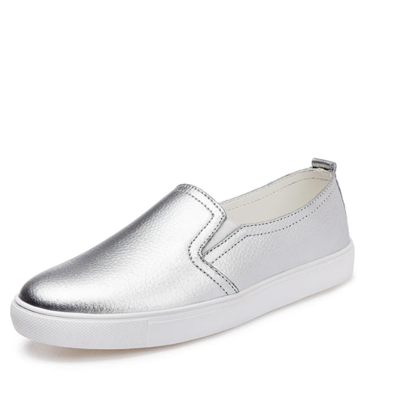 Новинка женская кожаная обувь без застежки белая модная повседневная на День