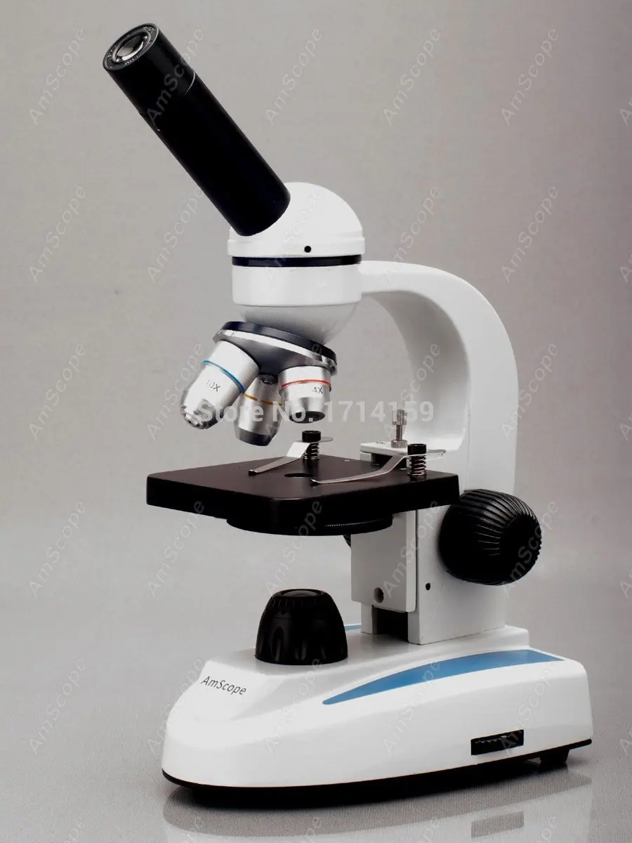 Школьные микроскоп-поставка AmScope 40X-1000X металлический корпус Стекло объектив