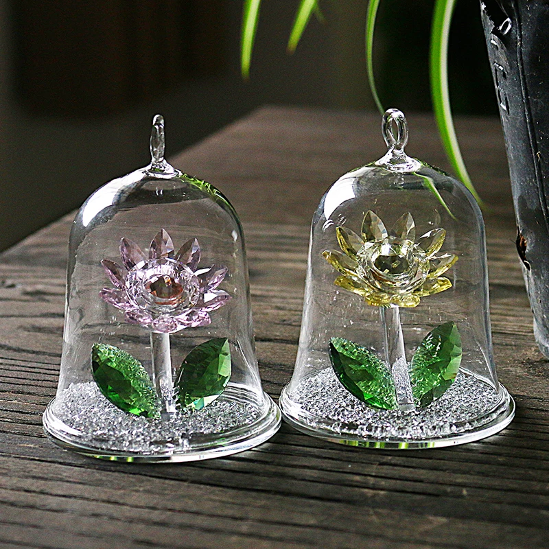H&ampD Crystal Flower Collectible Sunflower Hanging Glass Gome Figurine in a Dome Home Wedding Decoration Gifts | Дом и сад