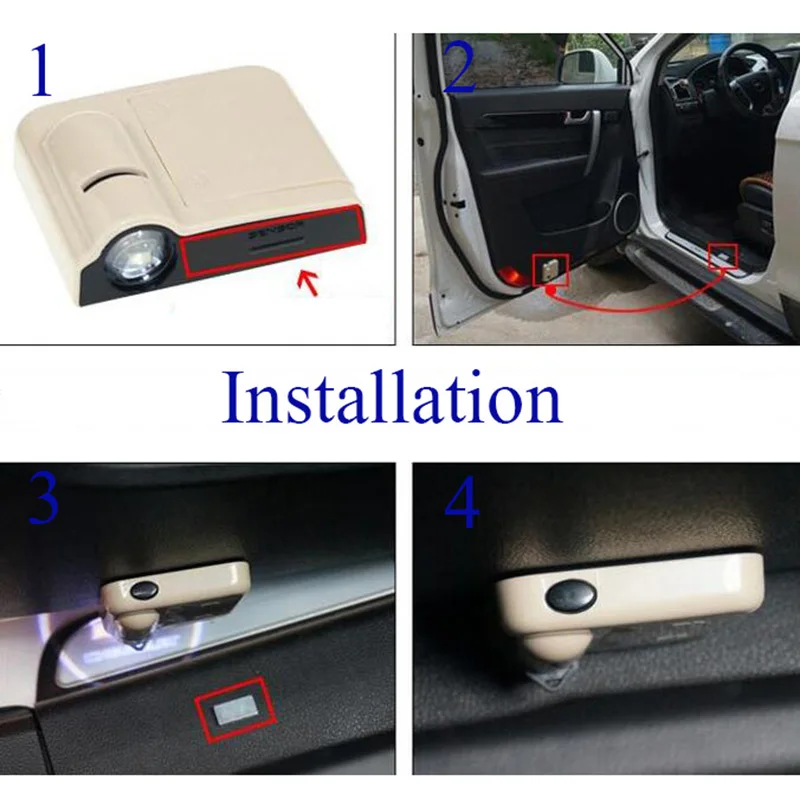 2x LED car door light For Citroen DS logo car-styling Projector Door Warning Light Interior decoration lights Logo | Автомобили и