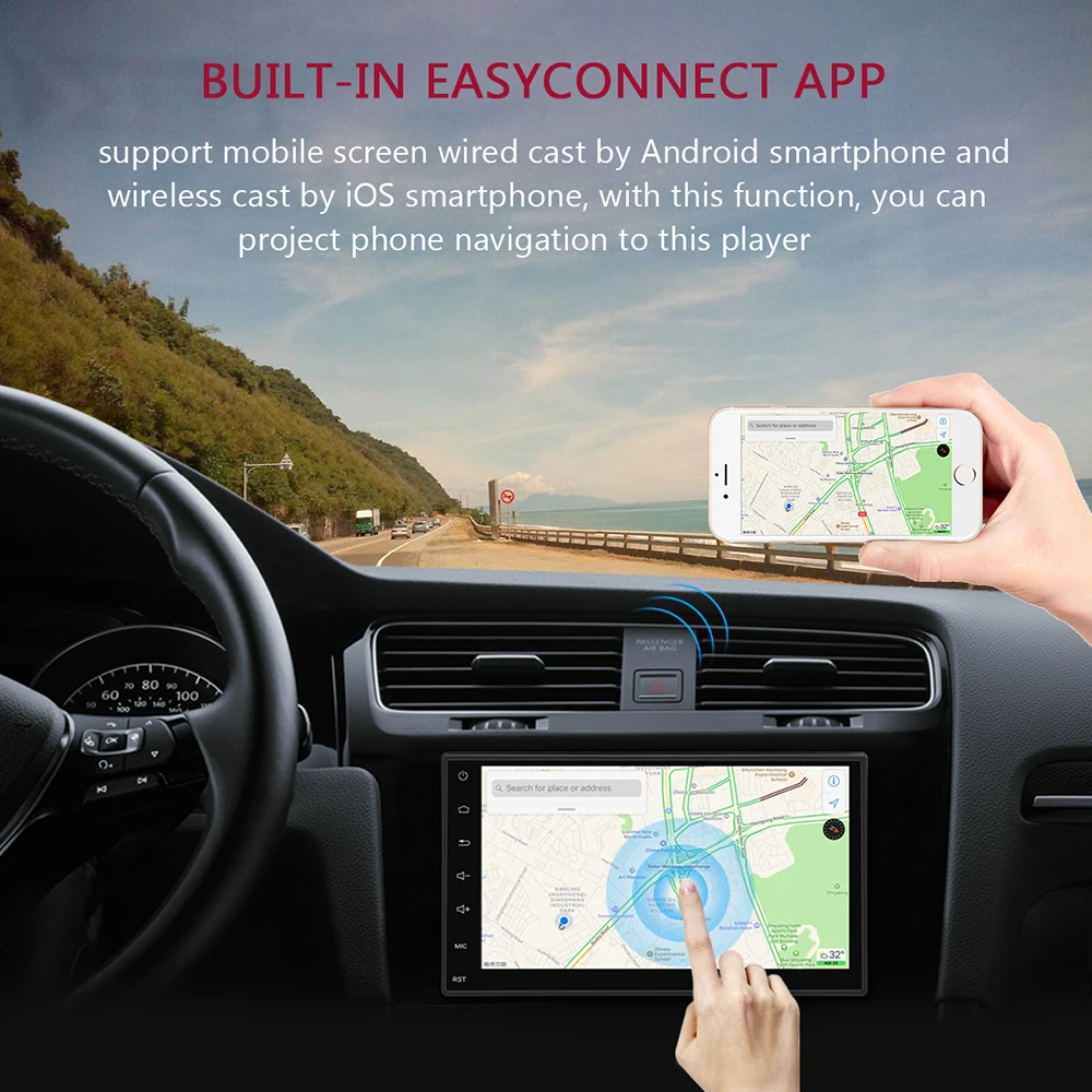 Автомобильный Радио плеер AOZBZ 7 " 2 DIN Bluetooth GPS навигация Android 5 емкостный сенсорный