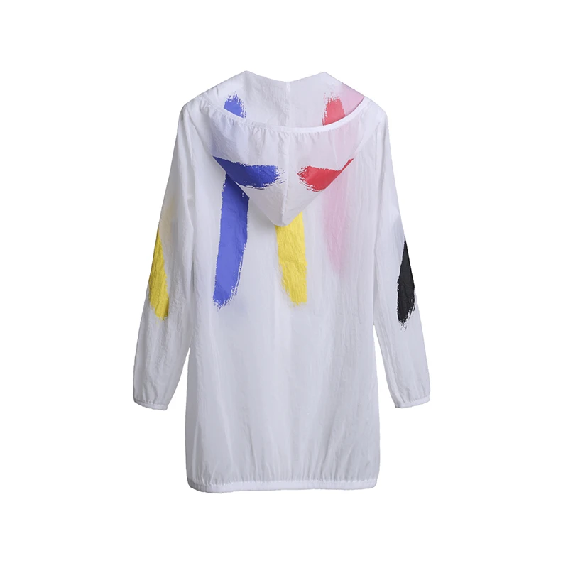 Женская Солнцезащитная куртка Пляжная Свободная с капюшоном и принтом УФ