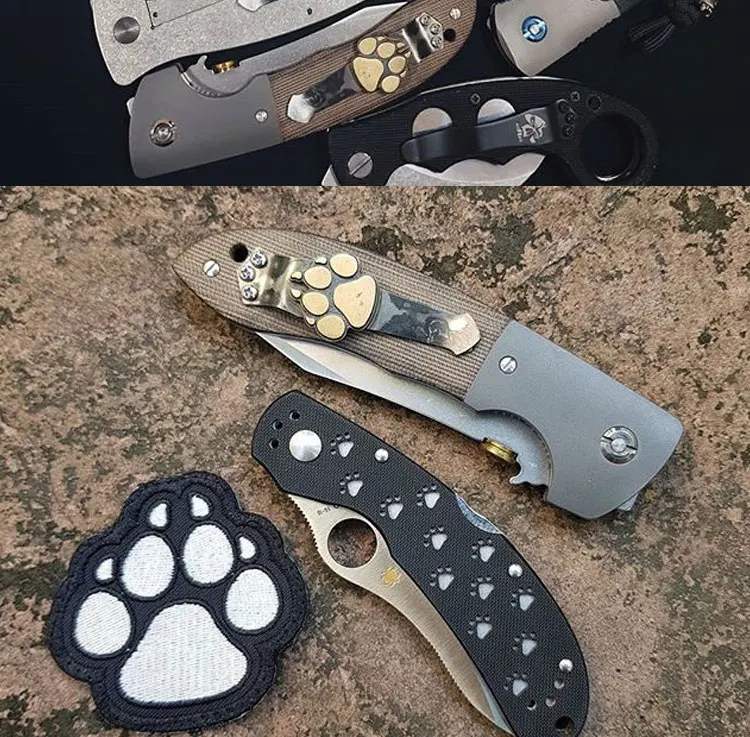 Ножи Diy Сталь пламени собака Коготь Paw латунный медный нож из бисера, для повседневного использования, огонь EDC с креплением сзади инструменты для Emerson Сталь огонь XM18 аксессуары
