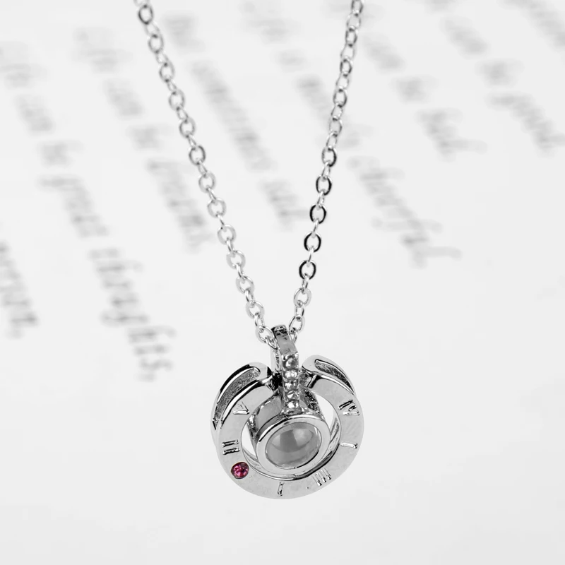Круглые розовое золото 100 языков I love you прожекторный Подвесной Ожерелье