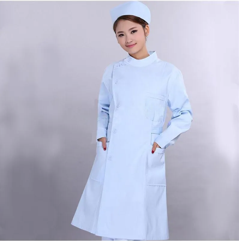Uniformes больница сестринского скрабы медицинская одежда Lab пальто белый/доктор медсестра комбинезоны медицинские/Женская рабочая одежда Блузки Fit медицинская одежда - Цвет: blue