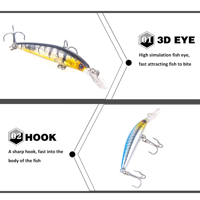 SEAPESCA Рыболовная Приманка Minnow Crank Bait 70 мм 4 г классические воблеры Virbration