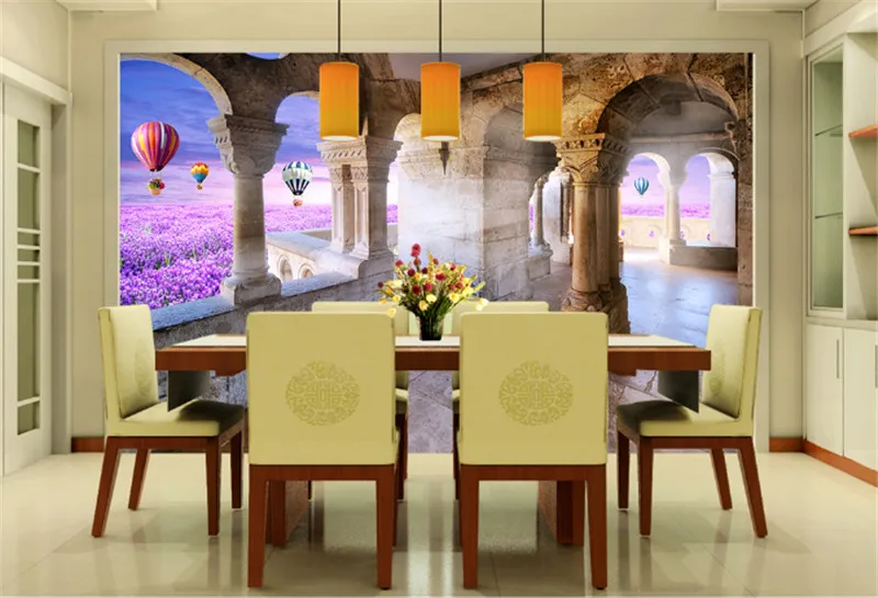 

wallpapers modern 3d HD photo non-woven fabric palace flower sea 3d TV background mural painting decoration for bedding room