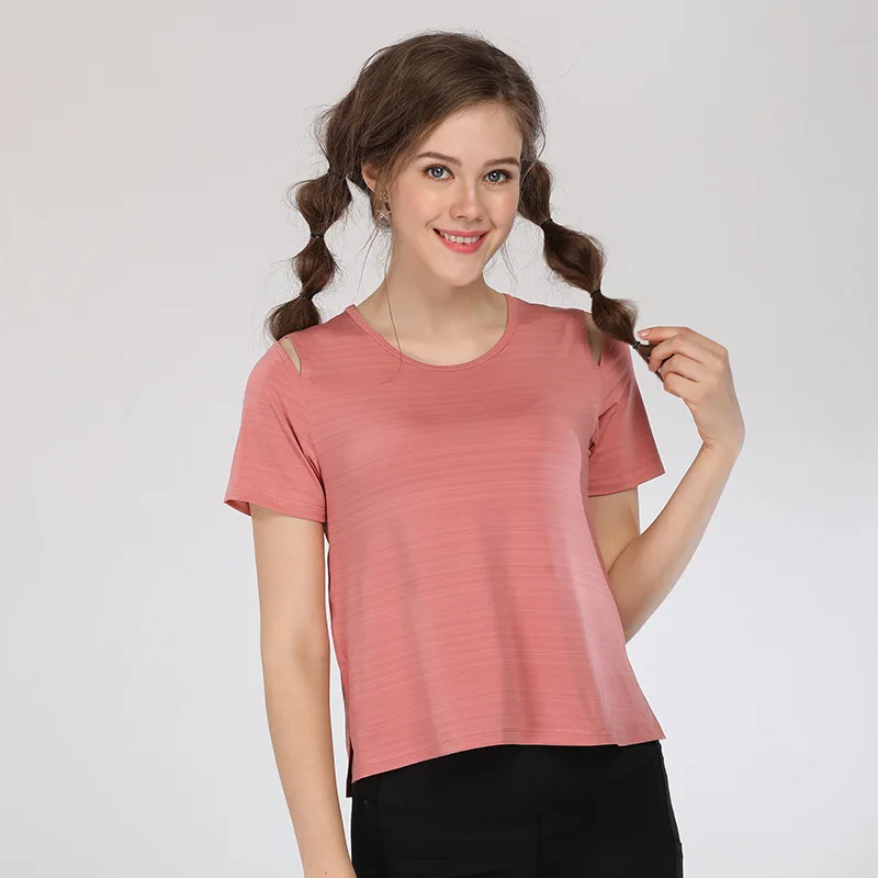 Женская летняя рубашка для бега с коротким рукавом Спортивная безрукавка тонкие