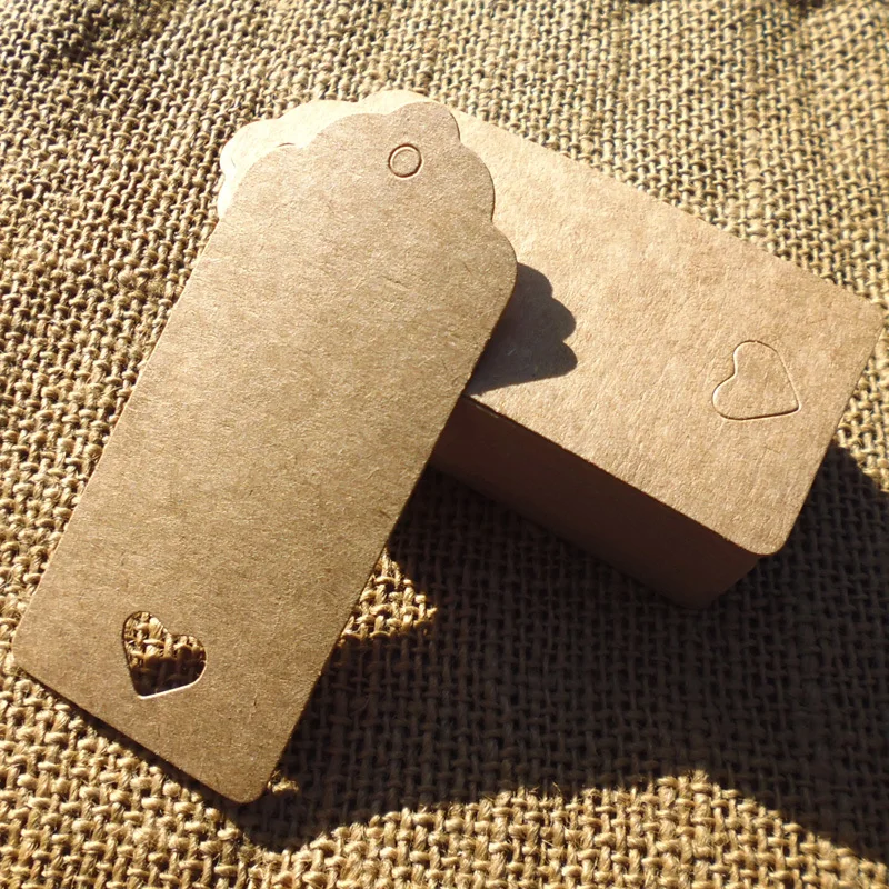 

100pcs Romantic Love Heart Bookmark Blank Goldenrod Tags With Heart Hollowed Hole Price Label DIY Hang Tag Gift Tag 4X9cm
