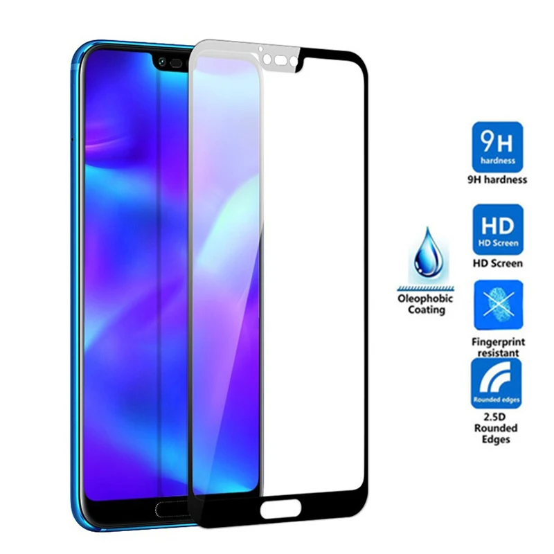 Чехол из закаленного стекла для Huawei P20 lite полноэкранная Защитная пленка pro nova 3e
