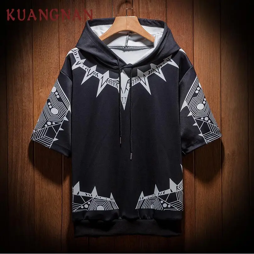 Black KUANGNAN черные толстовки с изображением Пантеры Мужские Harajuku Японская уличная одежда с капюшоном мужская толстовка хип-хоп черные мужские толстовки ВЕСНА Новинка - Цвет: Black