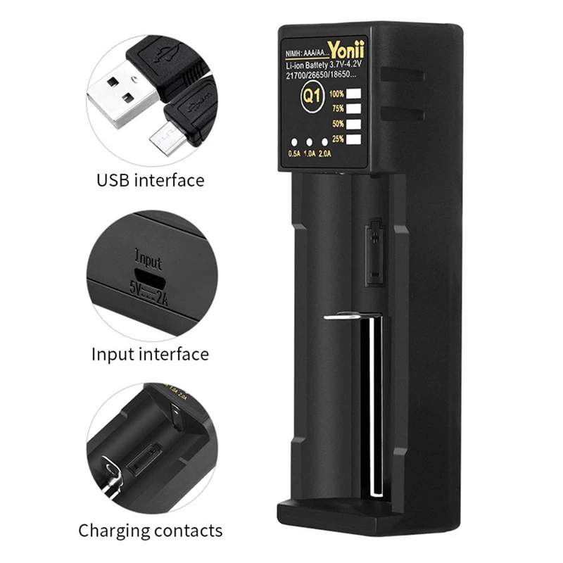 18650 зарядное устройство 26650 Usb умное никель-водородное Aa Aaa 21700 с одним слотом