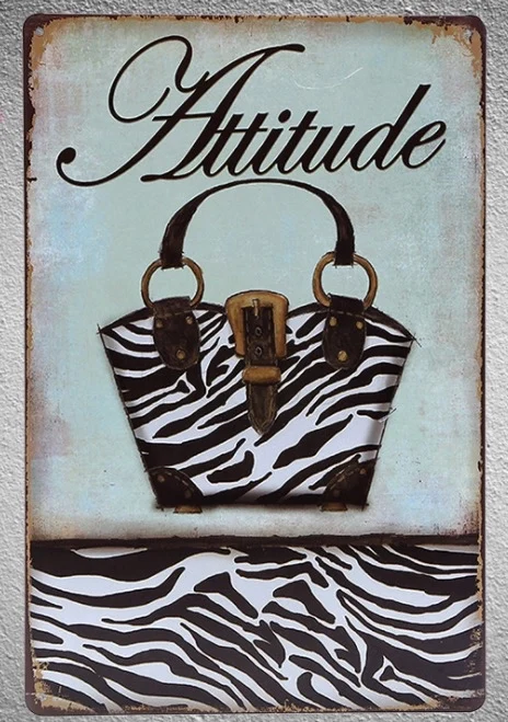 

1 pc Attitude bags store Leather Shop Tin Plate Sign plaques Man cave vintage Shop store metal poster