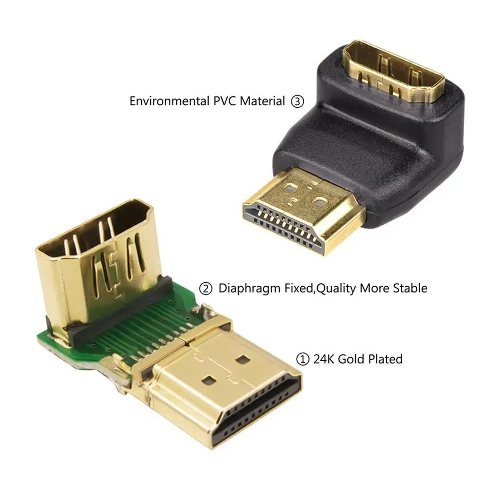 HDMI Кабельные адаптеры конвертеры 90/270 градусов штекер Женский конвертер для 1080P
