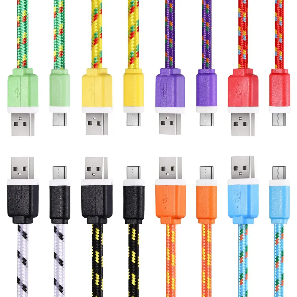 1M2M3M высокое качество разноцветный микро usb плоский плетеный зарядная станция