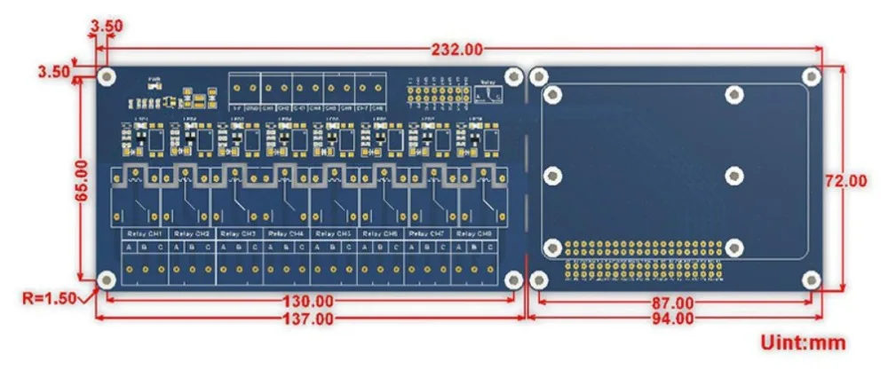 Плата расширения Raspberry Pi 8 канальный релейный канал для A +/B +/2B/3B/3B +