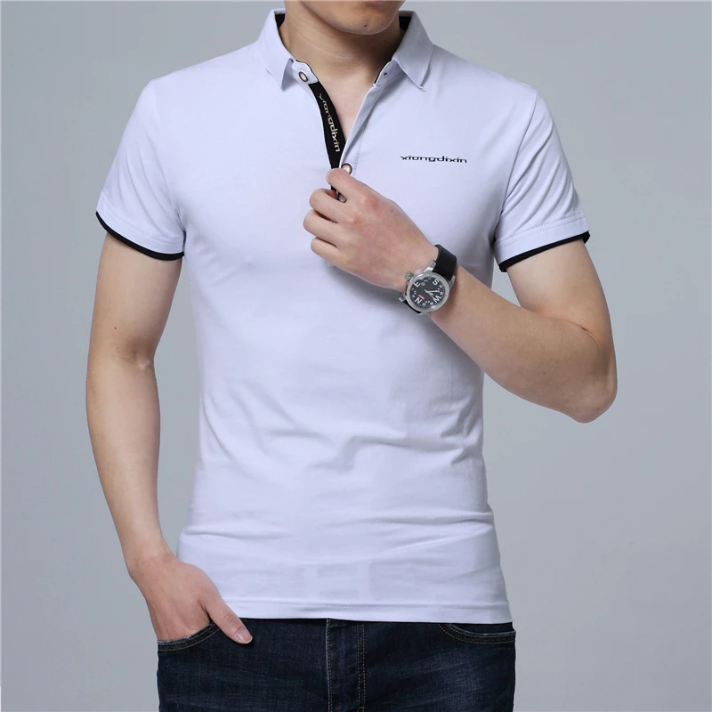 ARCSINX Slim Fit Polo рубашка мужская большой размер 5XL 4XL 3XL короткий рукав Летняя мужская рубашка поло белая хлопковая Мужская Поло Плюс размер поло