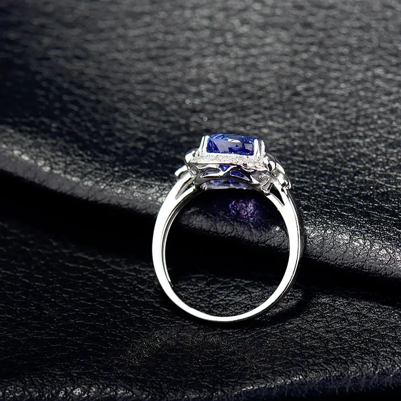 Женское кольцо LANMI белое золото бриллиант 14 к танзанит для свадебной вечеринки