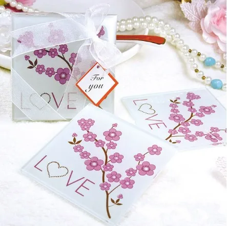 Сливовый цветения квадрат стекло каботажное судно 2 шт. / комплект и lot новинка