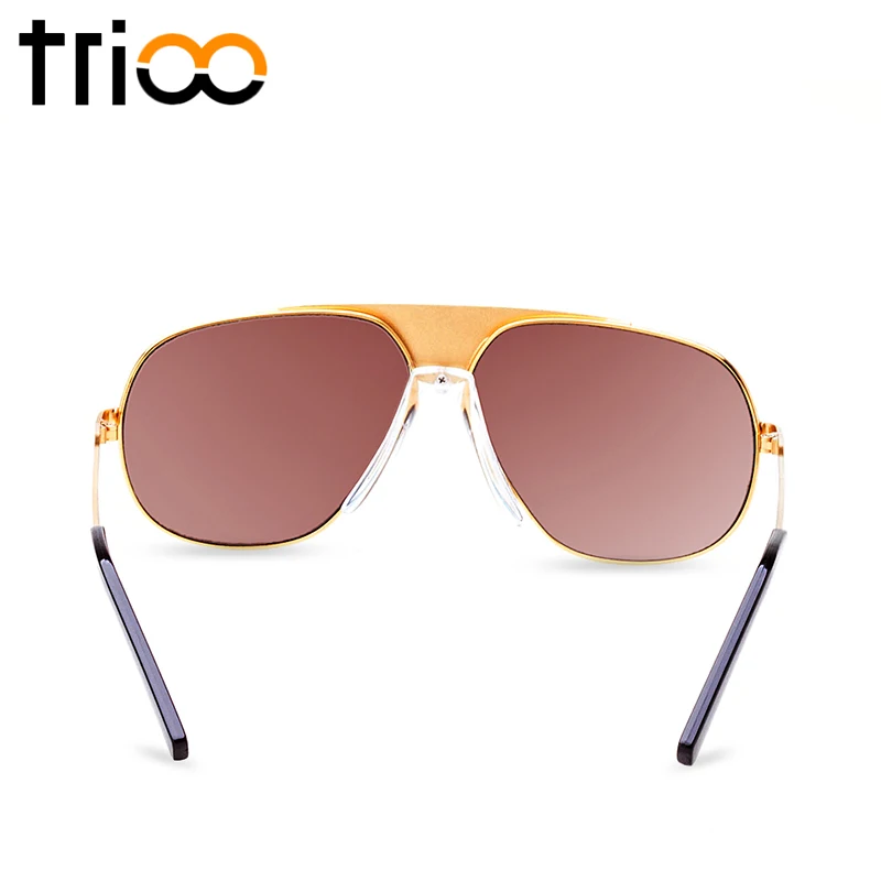 Очки солнцезащитные мужские зеркальные в золотистой оправе с защитой UV400|brand sun